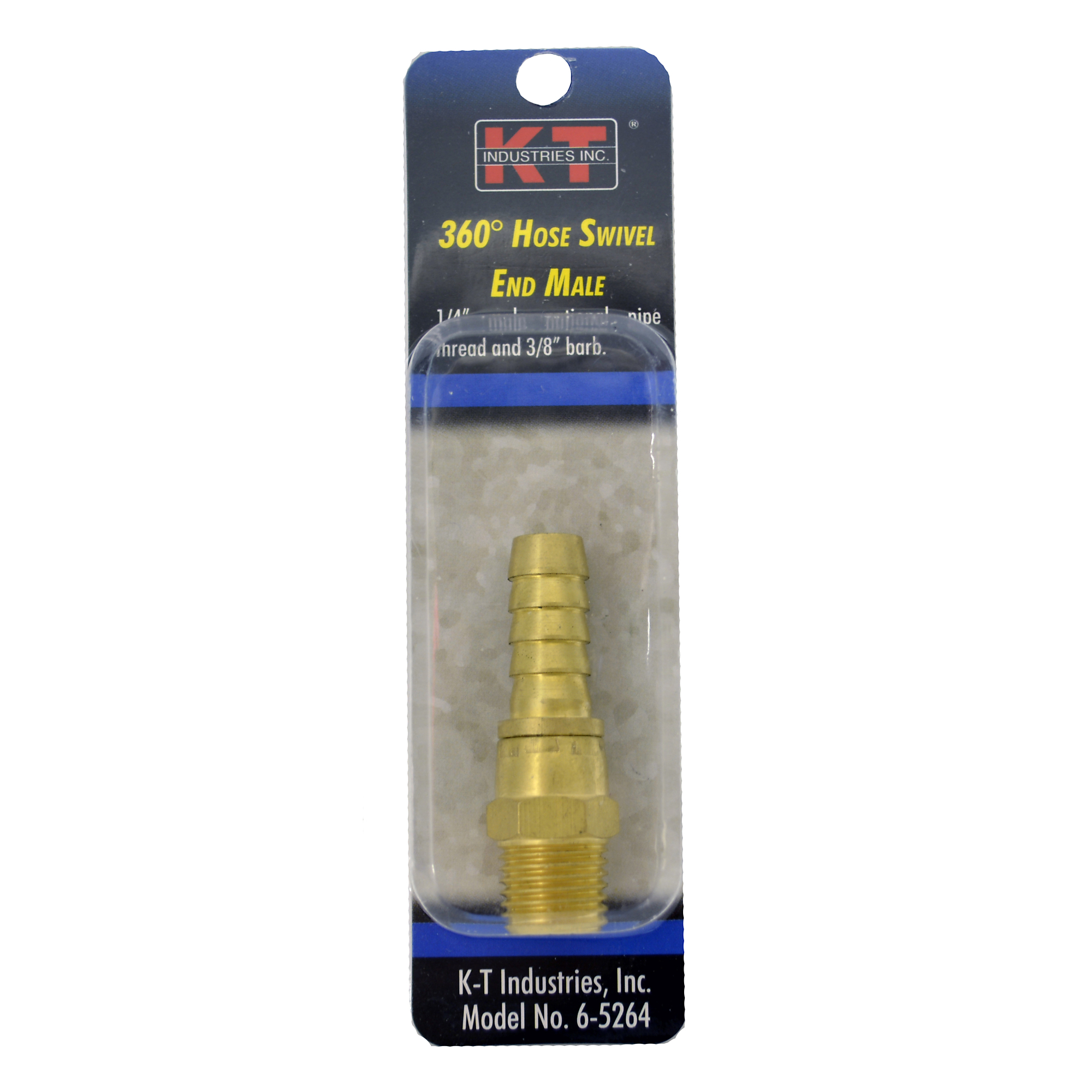 K-T Industries Full Port Brass Swivel End — 1/4in. Male NPT x 3/8in. Barbed Nipple, Model# 6-5264